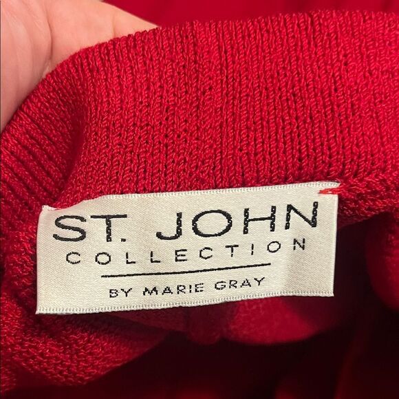 Vintage St. John Collection Marie Gray Santana Red Pockets Pants Luxury - Picture 11 of 11